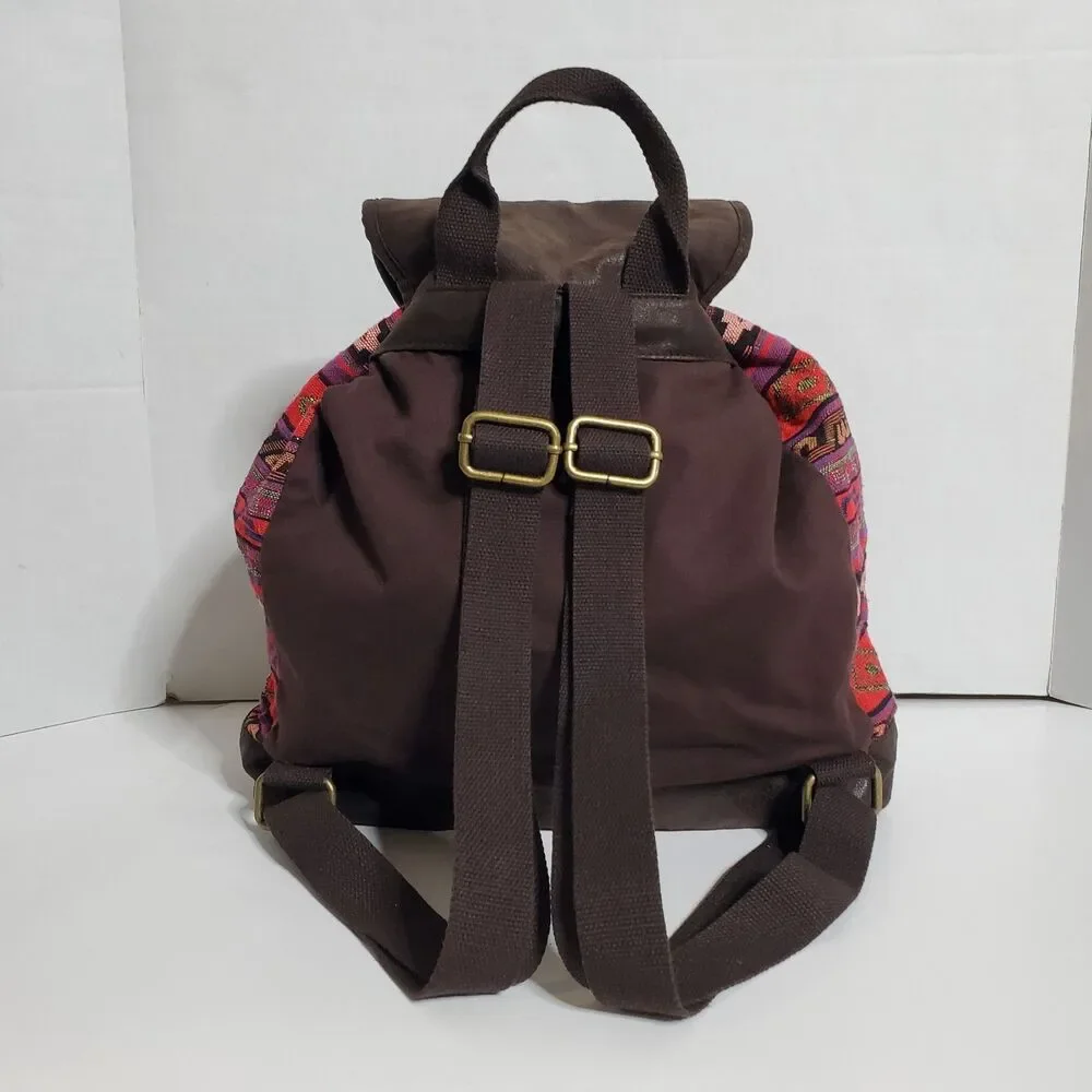 TigerBear Republik Peruvian Textile Backpack Rucksack Drawstring Bag Buckle Up